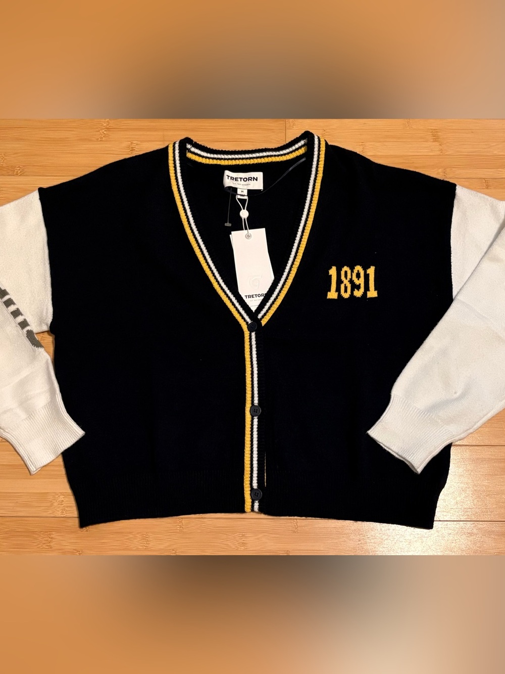 Tretorn 1891 Sweden Varsity Knit Cardigan Retro-Inspired Sweater Medium - Picture 2 of 7